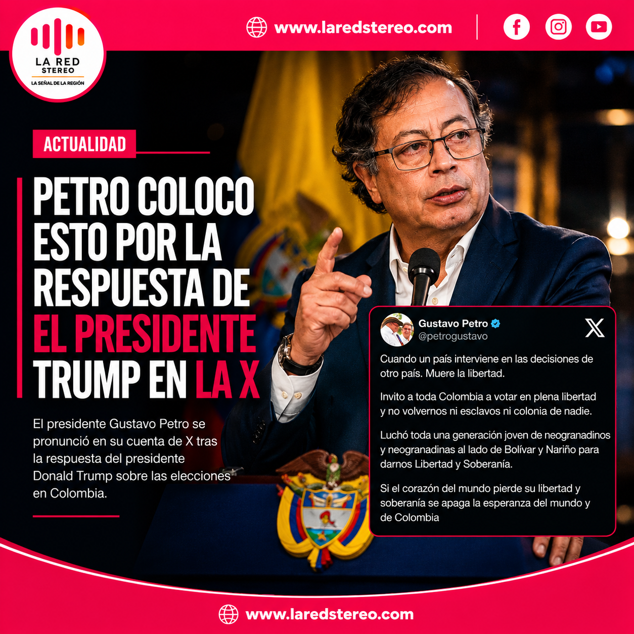 Petro responde a Trump en X tras respaldo a Abelardo de la Espriella